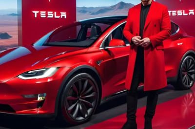 Elon Musk Sets the Stage on Fire in a Bold Red Outfit While Unveiling the New Tesla Car!