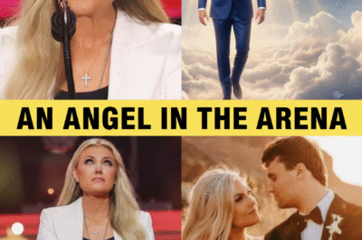 AN ANGEL IN THE ARENA: Erika Kirk’s Strength and Charlie’s Enduring Presence – As Erika Kirk lifted her tear-filled eyes, millions felt what words could never capture — the sense of Charlie Kirk’s angelic presence watching over her, blessing her with strength.