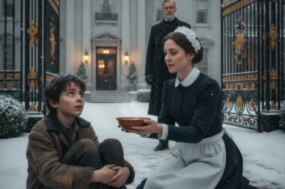 A kind maid saw a starving boy outside the mansion gates and risked everything to feed him — but when her billionaire boss came home early, his reaction left her speechless.