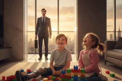 A billionaire father came home early and was stunned to find his disabled son laughing happily with the maid’s daughter — the moment that changed everything…