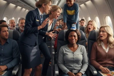 A boy kept teasing and kicking a black girl’s seat on a plane, but when the flight attendant stepped in to remind her, the boy’s mother yelled: “He’s just a kid, the problem is that black monkey…” The airline’s reaction made both mother and son regret…