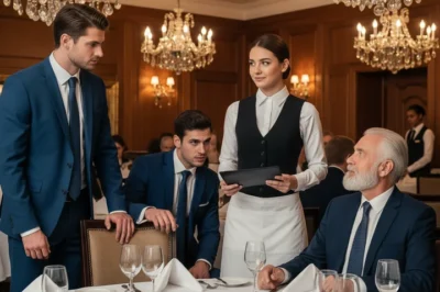 “You can’t read that,” he sneered — but when the waitress quietly translated his contract, the room fell silent. What happened next no one saw coming.