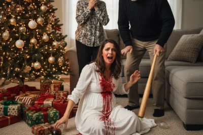 The Christmas lights glowed soft and golden against the snow, but inside that house, nothing was gentle.