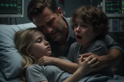 The hallway outside Room 304 had gone quiet hours ago — that strange, heavy kind of silence that only hospitals know. The smell of antiseptic clung to everything: the walls, the air, even the fabric of Marcus Carter’s wrinkled suit. His phone screen had gone dark; the world outside no longer mattered. Inside that room lay his nine-year-old daughter, still as porcelain, breathing but not living.