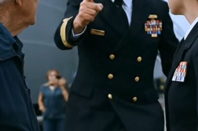 The wind off the bay whipped at the flags and dress whites, but the only thing cutting through the pier sharper than the cold was her voice.