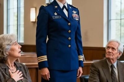 The hallway outside Courtroom 3B felt colder than the Virginia morning should’ve allowed. The kind of cold that crawls under the uniform and settles between your ribs. My dress blues felt heavier with each step—brass polished, creases perfect, collar stiff enough to cut paper. Knox’s dog hair still clung to the hem; I hadn’t had the heart to brush it all off.