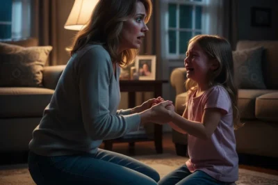 One afternoon, my five-year-old daughter came home from kindergarten and suddenly dropped to her knees in front of me, her tiny hands clutching mine tightly. Tears streamed down her cheeks as she begged, “Mommy, please don’t make me go back there.”