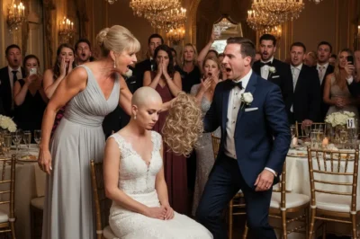 On my wedding day, my mother-in-law came up and ripped off my wig, revealing my bald head in front of all the guests and making fun of me — but then something unexpected happened that made her regret it..