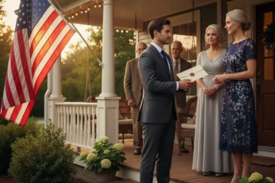 At my dad’s retirement party in the American suburbs, my stepmother raised her glass: “Pack your things!” — The whole family nodded, I said “I understand” and walked into the cold — They celebrated until morning; at 9:47 a.m., the doorbell rang and a file made the entire house sit up straight and read every line…