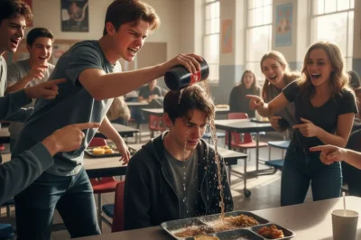 He poured soda over the new kid’s head and called him a name he’ll never forget. What happened next silenced the whole cafeteria.