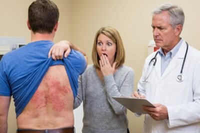 I discovered 30 strange red bumps on my husband’s back that looked like insect eggs.