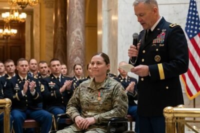 “Fifty dollars for gas?” he laughed. My brother humiliated me in front of his squadron. Then the commander stood up and said, “General Trina Yorke. Recipient of the Air Force Cross. Our silent guardian.”  Tom December 28, 2025  Share  Fifty Dollars for Gas He gave me fifty dollars for gas.  Not quietly. Not the way a brother might slip help into your hand because he cared. He did it in front of his entire squadron, loud enough that the clink of glasses and low laughter carried the message exactly where he wanted it to land.  “In case the IT salary doesn’t stretch that far, Trina,” Jax said, smiling.  A few pilots laughed. Others smirked into their drinks. No one stopped him.  The bill was warm from his pocket, soft at the edges, folded carelessly like it had already served its purpose before it reached me. He pressed it into my palm and closed my fingers around it, the way someone might handle a charity case—firm, public, unmistakable.  I didn’t pull my hand away.  I didn’t smile either.  My name is Trina Yorke. I’m thirty-nine years old, and by now I understand something most people learn too late: some worlds are not meant to overlap.  Tonight, I was standing in my brother’s.  The officers’ club at Andrews Air Force Base always smelled the same—old leather, polished wood, expensive bourbon, and jet fuel that somehow seeped into everything. The place was designed to project permanence. Dark-blue dress uniforms. Brass fixtures. Squadron patches framed like relics.  This was Jax’s habitat.  Major Jax Yorke. Fighter pilot. Golden son.  He stood at the center of a loose circle near the bar, telling a story with his hands, tracing imaginary arcs in the air as if the room itself were a sky that bent to him. His confidence filled space easily. It always had.  I stood slightly apart, near the window, in a simple navy dress that suddenly felt inadequate under the weight of silver wings and tailored uniforms. Outside, runway lights blinked against the deepening Virginia dusk. Aircraft taxied, landed, lifted—machines moving safely through airspace I helped protect without ever being visible.  Inside, I was just the sister.  “Trina! Over here!”  Jax waved me in, already performing. Conversations dipped as I walked toward him, heels sinking into carpet thick enough to swallow both sound and dignity. Curious glances followed—quick assessments, then dismissal.  He draped an arm around my shoulders when I reached him. Not affection. Ownership.  “Guys, this is my big sister,” he announced. “She does computer stuff for the government.”  Polite laughter rippled through the group.  Someone lifted a glass. “Somebody’s gotta keep the systems running,” a pilot joked.  Jax grinned.  Then came the money.  He reached into his pocket, produced the bill, and pressed it into my hand with exaggerated care.  “For gas,” he said. “Northern Virginia isn’t cheap.”  It was a joke. A performance. A way to underline his success by contrasting it with what he assumed was my mediocrity.  I looked at the faces around us. They weren’t cruel. That would have been easier. They were entertained. Mildly curious. Already moving on.  Older sister. Government desk job. Charity accepted.  Across the room, my father noticed.  Colonel Richard Yorke, retired, still carried himself like he was one briefing away from command. He met my eyes for half a second—long enough to register the situation—and gave the faintest shake of his head.  Don’t make a scene.  I felt the familiar tightening in my chest, the old reflex of compliance rising before I could stop it.  Then my pager buzzed.  The vibration was subtle, almost polite, against my hip. I slipped my hand into my clutch, thumb brushing the smooth edge of the secure device. The screen lit with a single line of text.  BLACKHAWK SECURE. ASSET RECOVERED. GOOD WORK, GENERAL.  The room seemed to tilt.  Twelve hours earlier, I had been standing in a windowless facility with no clocks and no tolerance for hesitation. A fragmented intelligence picture. A narrowing window. Analysts debating probability while time bled out.  I had made the call.  Quietly. Decisively. The kind of decision that never earns applause—only absence. Absence of explosions. Absence of headlines. Absence of funerals.  Now I stood in a room full of laughter with fifty dollars burning in my palm.  I excused myself without explanation and moved down the corridor toward the restrooms, away from the noise. The air cooled as the sound faded. The Wall of Honor lined one side—portraits of generals, most of them men my father admired. Faces carved from certainty. Chests heavy with visible proof.  In the glass, my reflection overlapped theirs.  I remembered being fifteen. Christmas morning. My brother tearing open a model fighter jet while my father beamed. My own gift—a paperback novel, offered kindly, dismissively.  That was the year I learned what counted.  Another memory followed. Sunday dinner, not long ago. The roof needed repairs. I offered to pay. My father refused, calling my work “ambiguous funds.” I smiled and passed the potatoes.  I sat on a bench beneath the portraits and breathed until the sting settled.  The fifty dollars meant nothing.  What it represented meant everything.  I stood, straightened my shoulders, and turned back toward the auditorium.  The evening wasn’t finished.  And neither was I.  I stepped back into the auditorium just as the applause began to swell.  Jax was already on stage.  He stood beneath the lights like they had been calibrated specifically for him—spine straight, smile confident, the cut of his mess dress flawless. Behind him, the massive screen cycled through slow-motion footage of an F-22 carving clean arcs through a perfect blue sky.  The master of ceremonies spoke in a voice polished by years of command briefings and ceremonial dinners.  “An exceptional pilot. Multiple deployments. A leader among leaders. A true embodiment of Air Force excellence.”  Jax nodded at the right moments, modest without ever appearing small. He thanked his squadron. His commanding officers. The maintainers who kept the jets flying. Each name landed exactly where it was meant to.  Then he turned toward the front row.  “And finally,” he said, letting his voice soften just enough, “I want to thank my family.”  My father rose instantly, pride sharpening his posture like a salute. My mother pressed a hand to her mouth, already emotional.  “My father,” Jax continued, “Colonel Richard Yorke—who taught me what honor truly means.”  Applause rolled through the room.  “My mother, whose strength has always carried me.”  More applause.  “And the families who understand sacrifice,” he said, pausing deliberately. “The ones who know what it costs to serve. The ones who live with that burden every day.”  The words were elegant. Generous. And surgical.  With a single sentence, he drew a circle—and left me outside it.  The applause became a standing ovation. Chairs scraped back. People rose as one, clapping, smiling, celebrating a story that fit neatly into everything they believed about service and valor.  My parents stood. My brother stepped down from the stage into their arms. The moment would look perfect in photographs.  I stayed seated.  The sound washed over me without touching. Something inside me had gone very still.  Across the room, in the VIP section, General Everett Sterling did not stand.  He did not clap.  He was watching me.  Our eyes met. His expression was unreadable, but the question in it was unmistakable.  Is it time?  I didn’t answer. I didn’t need to.  The decision had already been made—quietly, completely—the moment a fifty-dollar bill had been pressed into my hand like an insult disguised as concern.  The applause faded into conversation. The master of ceremonies returned to the podium, shuffling his cards with a smile that didn’t quite reach his eyes.  “Ladies and gentlemen,” he said, tapping the microphone, “if I may have your attention once more.”  The room quieted.  “In addition to tonight’s scheduled recognition,” he continued, “we have an unscheduled announcement.”  That word—unscheduled—rippled through the audience. Senior officers shifted. Conversations stopped mid-sentence.  “At this time,” the MC said carefully, “it is my honor to invite the Commander of Air Force Intelligence, Surveillance, and Reconnaissance—General Everett A. Sterling.”  The air changed.  Sterling rose slowly, deliberately. He moved with the calm certainty of someone accustomed to rooms falling silent when he stood.  He took the stage. Adjusted the microphone by a fraction of an inch.  “Tonight,” he said, voice steady and unforced, “we honored a hero who flies.”  He inclined his head toward Jax.  “But there are other kinds of heroes,” he continued. “Ones whose victories never make the news. Whose battles are fought without noise, without spectacle.”  Behind him, the screen shifted. The squadron emblem dissolved into cascading lines of code. Network diagrams. A world map lit with converging vectors.  “These guardians,” Sterling said, “stand watch in silence—so that others may live loudly.”  A young captain stepped forward, carrying a slim folder bound in red tape.  TOP SECRET.  DECLASSIFIED BY ORDER OF THE PRESIDENT.  A collective breath moved through the room.  “Earlier today,” Sterling said, “the President authorized the declassification of Operation Blackhawk.”  My mother’s hand flew to her mouth.  My father leaned forward, eyes narrowing.  Jax’s smile faltered.  “This operation,” Sterling continued, “prevented the downing of a military transport aircraft—and saved hundreds of American lives.”  The screen changed again.  The ribbon of the Air Force Cross filled the display.  “In recognition of extraordinary heroism,” Sterling said, “the Air Force Cross is awarded to the commanding officer of Operation Blackhawk.”  Silence. Absolute.  “The commander,” he said, eyes lifting, sweeping the room, “is the youngest woman in Air Force Intelligence history to hold the rank of brigadier general.”  He turned.  “She is here tonight.”  My father froze.  Jax stared.  “It is my honor,” General Sterling said, voice precise as a blade, “to invite Brigadier General Trina Yorke to the stage.”  My name detonated in the room.  For a heartbeat, nothing moved.  Then a chair scraped. A senator stood. Another general followed. Then another.  The applause exploded.  I stood.  I did not look at my family.  I walked.  Down the aisle. Past pilots and politicians and officers who were no longer looking past me—but at me.  On stage, General Sterling waited.  He pinned the medal himself.  The metal was cool. Heavy. Real.  He stepped back and saluted.  A four-star general saluting me.  I returned it.  When I reached the podium, the room was silent again.  “This honor,” I said, voice calm, “belongs to the unseen.”  “To the analysts. The coders. The quiet professionals.”  “To the silent guardians.”  I stepped away.  Behind me, the applause rose once more.  I didn’t stay on stage.  As the applause swelled again, an aide appeared at my elbow, murmuring something about a private lounge. I nodded and followed, slipping through a side door while the room behind me dissolved into noise and motion.  The hallway was cool and dim, the kind of quiet that only exists behind ceremony. My pulse was steady. That surprised me. I’d expected shaking, adrenaline, something dramatic. Instead, there was only a strange clarity, like the air after a storm has passed.  The lounge was small. Neutral. Designed for dignitaries to wait without being seen. Leather chairs, bottled water, a silver tray of untouched cookies.  I had just set my clutch down when the door opened again.  My mother came in first.  Her eyes were red, mascara streaked, her face caught between pride and confusion. My father followed, posture stiff, the old colonel’s certainty missing for the first time in my life. Jax came last.  He shut the door harder than necessary.  “Why?” he demanded, stepping toward me. “Why would you do that?”  I blinked once. “Do what?”  “You let him say your name like that,” he snapped. “You let everyone think—” He cut himself off, jaw tight. “You made me look like an idiot.”  There it was.  Not concern. Not amazement. Not even curiosity.  Just ego.  My father raised a hand, his voice rough. “Trina… why didn’t you tell us?”  I looked at him. Really looked.  “Because I took an oath,” I said evenly. “One you’re supposed to understand.”  He flinched.  “And because,” I continued, “every time I tried to share even a fraction of my world, I was reminded it didn’t count.”  Jax scoffed. “That’s not fair.”  I turned to him. “You handed me fifty dollars like I was a charity case.”  He opened his mouth. Closed it.  “You never asked what I actually do,” I said. “You decided who I was because it made you feel bigger.”  Silence pressed in.  My mother whispered, “We didn’t know.”  “I know,” I said softly. “That’s the problem.”  My father swallowed. “The Air Force Cross,” he said, almost to himself. “A general.”  “Yes,” I said. “Both are true.”  I took a breath, feeling the weight of the medal against my chest.  “I spent years trying to earn your respect,” I said. “I thought if I climbed high enough, you’d finally see me.”  I met his eyes.  “I don’t need that anymore.”  The words landed without anger. Without bitterness.  Just fact.  “I require respect,” I continued. “Not admiration. Not pride. Respect.”  Jax looked away first.  My mother nodded, tears slipping free.  My father stood very still, then gave a single, slow nod.  “I… understand,” he said.  It wasn’t perfect. It wasn’t an apology.  It was enough—for now.  I picked up my clutch and moved toward the door.  “Trina,” Jax said quietly behind me.  I paused.  “I’m sorry,” he said. “For all of it.”  I turned back, studied his face. The swagger was gone. What remained was my brother—flawed, human, learning too late.  “So am I,” I said. “For how long it took me to stop shrinking.”  I left them there.  Six months later, autumn light filtered through the windows of my parents’ living room, catching on something new above the mantel.  Three frames.  My father.  Jax.  And me.  Brigadier General Trina Yorke.  No hierarchy. No ladder.  Just three stories, finally allowed to exist side by side.  In the backyard, Jax handed me a beer without comment.  “To you,” he said.  “To us,” I replied.  The clink was small. Honest.  That night at the officers’ club hadn’t been about humiliation.  It had been a correction.  I didn’t win by embarrassing my brother.  I won by refusing to stay invisible.  And that, I learned, was the most decisive move of all.  The story didn’t end with applause or medals.  It never does.  What followed was quieter—and harder.  In the weeks after the ceremony, my inbox filled with messages I’d never expected. Not congratulations. Not praise. Questions.  From junior officers who wrote in careful, hesitant language, asking how to move between worlds that didn’t seem built for them. From analysts who had watched the ceremony on a muted livestream in a windowless room and felt, for the first time, that someone like them had been seen. From women—and men—who had been told, in a thousand subtle ways, that their work mattered less because it didn’t look heroic enough.  I answered every one I could.  Not with speeches. With honesty.  I told them the truth no one had told me early enough: that invisibility is not the same as insignificance. That silence does not mean weakness. That the work done in the dark often carries the heaviest consequences.  At the Pentagon, nothing outwardly changed. The same hallways. The same briefings. The same careful language. But something shifted under the surface.  People listened differently.  When I spoke in meetings, interruptions stopped. When I pushed back on timelines that felt reckless, the room paused instead of overruling me. Not because of the medal—though that helped—but because authority, once seen, is hard to pretend away.  And still, there were moments.  A contractor who assumed I was an assistant.  A visiting official who asked where “the general” was—while looking directly at me.  A comment about how I was “intimidating” now, said like a flaw.  I corrected them calmly. Every time.  Not sharply. Not theatrically.  Just firmly.  At home, the change was slower.  My father never became expressive. That wasn’t in his nature. But he began asking questions. Real ones. About my work—not details, but impact. About what kept me up at night. About the cost.  Once, while we washed dishes side by side, he said quietly, “I used to think courage had one shape.”  I didn’t answer. I didn’t need to.  Jax changed more visibly.  He stopped joking at my expense. Stopped narrating my life for others. When people asked what his sister did, he said, “She leads,” and left it at that.  One afternoon, months later, he called me from the base.  “I’m briefing a group of cadets tomorrow,” he said. “They asked about different career paths. Mind if I mention you?”  I smiled to myself.  “I’d be offended if you didn’t,” I said.  There was a pause. Then: “I’m proud of you, Trina.”  Not loud. Not public.  Real.  The fifty-dollar bill stayed in my desk drawer for a long time.  I didn’t spend it. I didn’t throw it away.  It reminded me of the exact moment I stopped asking for permission to exist at my full height.  Eventually, I framed it.  Not as a grievance—but as a marker.  Of where I’d been.  Of what I’d survived.  Of the distance between who they thought I was and who I chose to be.  Because that night wasn’t about revenge.  It was about truth finally stepping into the light—and refusing to apologize for it.  And once you do that, once you stop shrinking to fit someone else’s comfort, there’s no going back.  You don’t raise your voice.  You don’t need to.  You stand.  And the room adjusts.