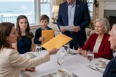 DURING OUR FAMILY VACATION, MY HUSBAND STOOD UP AT DINNER AND ANNOUNCED, “I’VE FOUND SOMEONE NEW. I’M DONE PRETENDING.” THE TABLE WENT DEAD SILENT. I SMILED, SLID AN ENVELOPE ACROSS THE TABLE, AND SAID, “THEN THIS IS YOURS.” HE READ THE FIRST PAGE — AND NEARLY FELL OUT OF HIS CHAIR.