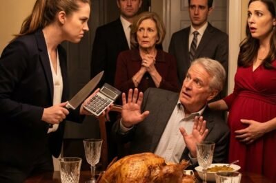 My dad walked into Thanksgiving dinner with his pregnant mistress and said, “Serve her first — she’s family now.” My mother ran out sobbing. I stayed calm, set the turkey down… and when I carved it, I pulled out a recording device that had been running for months. The entire table went silent.