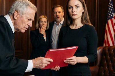 They laughed when they saw my red folder. “Here to beg?” my father sneered. The lawyer reached for it—and went completely still.