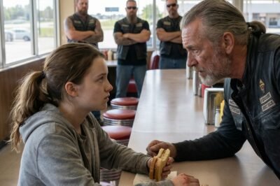 “Please… don’t let him take me back.” Six combat veterans went completely still when an 8-year-old girl stepped into a bakery with blood on her hands—and in that moment, a child’s life changed forever.