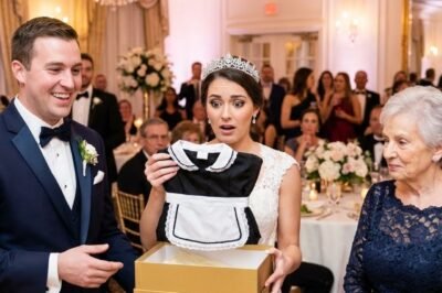 AT MY DAUGHTER’S WEDDING, HER MOTHER-IN-LAW GAVE HER A “GIFT.” WHEN MY DAUGHTER OPENED THE BOX AND FOUND A HOUSEKEEPING UNIFORM, HER HANDS STARTED TO SHAKE.