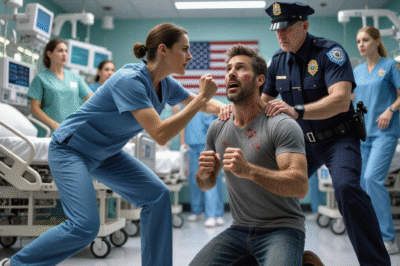 A SEVEN-FOOT PATIENT LOST CONTROL IN THE ER—UNTIL A LIMPING NURSE DROPPED HIM WITH ONE PUNCH.  The ER doors slammed open so hard the glass rattled.