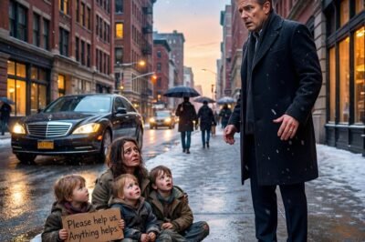 A tech millionaire stepped out for coffee—and froze when he saw his ex-girlfriend begging on the sidewalk with three children who looked exactly like him. What followed shattered everything he thought he knew.