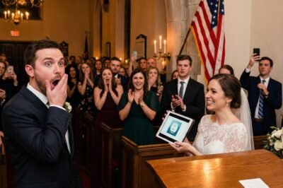 HE TRIED TO DESTROY HER AT THE ALTAR — SHE ENDED IT WITH ONE CLICK.  The church was full enough to breathe back. Candles flickered. The organ swelled. Dresses rustled like wings settling.