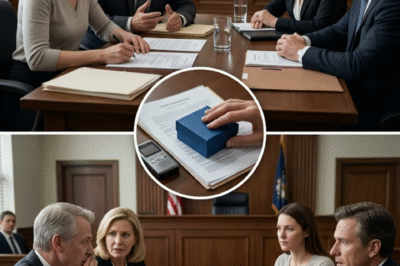 usbb-In court, my stepmother smiled like she had already won as I signed away my father’s house, his business, and every piece of his estate. Even my lawyer begged me not to do it, but my father had left one instruction before he died: let her think she won. Then her own lawyer read the final page, turned pale, and whispered that she had just accepted responsibility for everything attached to the estate—including the fake debts, missing money, forged papers, and the blue box where my father’s voice was waiting.