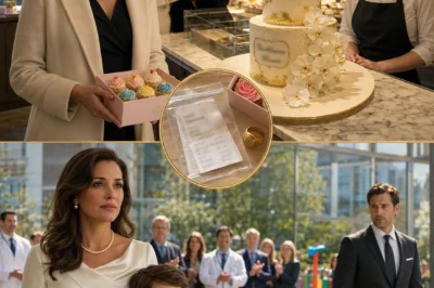 The bakery handed Isabelle Caldwell a two-tier cake that said, “Congratulations, Adrian and Sienna. Forever begins tonight.”